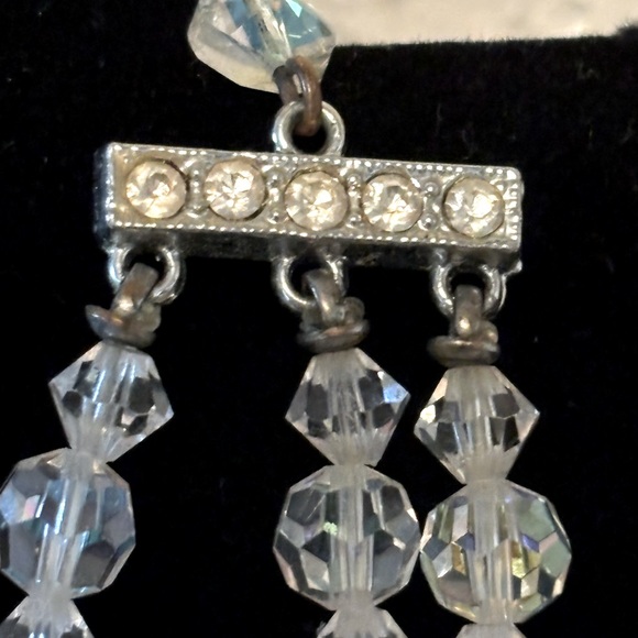 Vintage 3 Strand Aurora Borealis Crystal Necklace - Picture 3 of 6